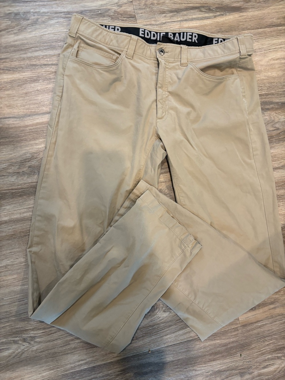 Eddie Bauer Mens Tech Chino Pants Khaki Beige Stretch Active Hiking